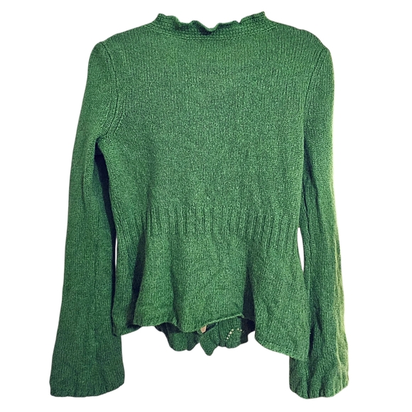 RARE Anthropologie Sleeping On Snow Wool Angora Floral Applique Cardigan Sweater - Picture 3 of 4